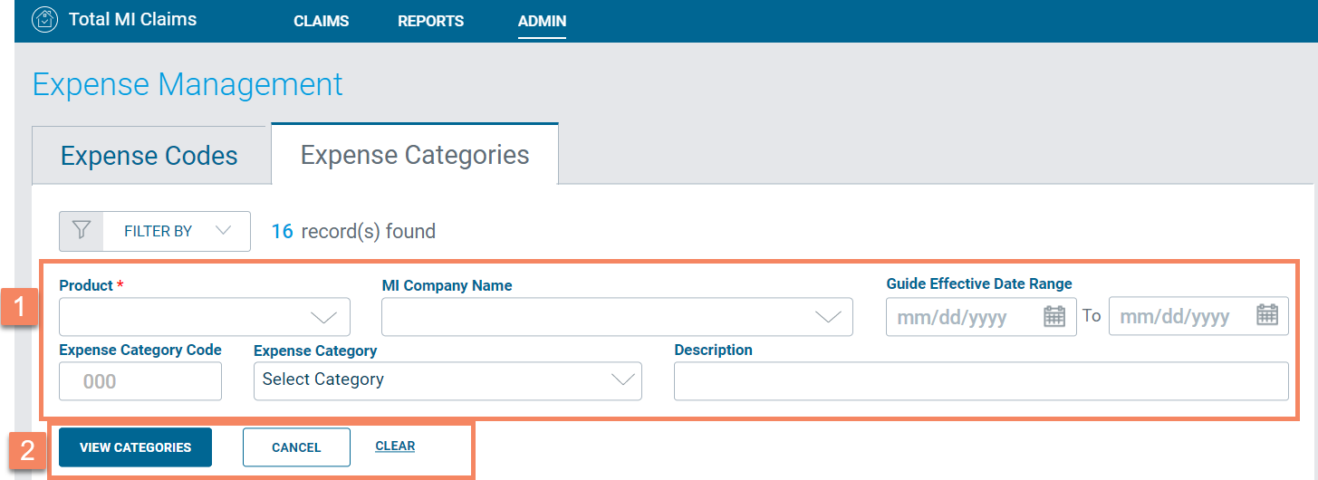 Expense Categories Tab